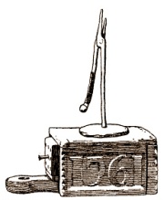 18th century wooden tinderbox with rushlight holder Tinderbox, rushlight nip